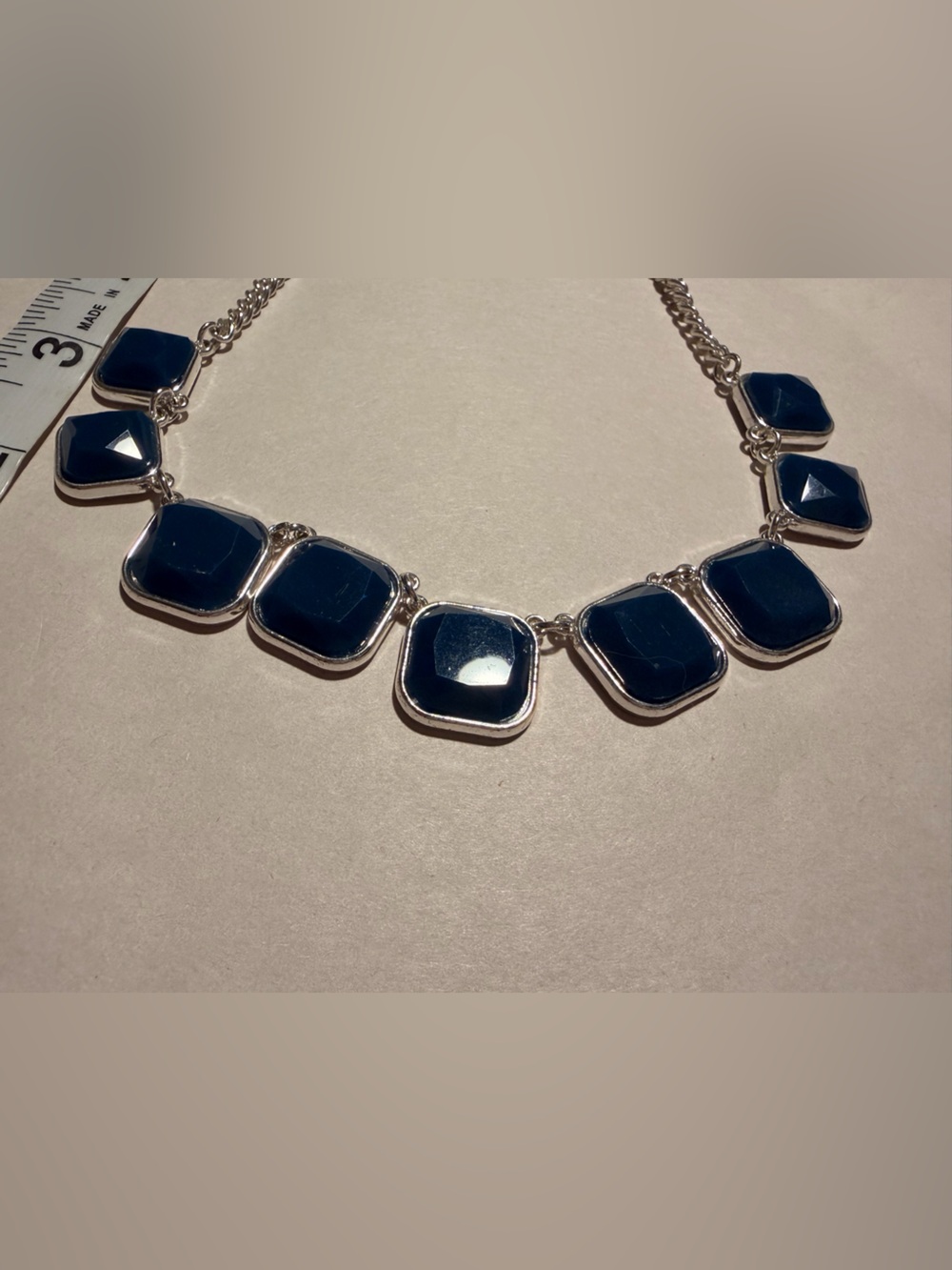 Blue square necklace approx 11 inches